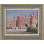 Rod Pearce - Hampton Court Palace, 20th century oil on board, signed, 19cm x 24cm, within a