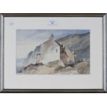 F. Donald Blake - 'Coastal Cottage', watercolour, signed recto, titled label verso, 18.5cm x 31cm,