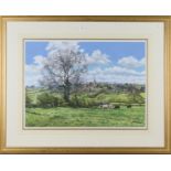 Martin Taylor - View of a Village, possibly West Yorkshire, watercolour with gouache, signed, 51.5cm