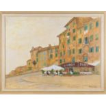 Richard Beer - View of the Trattoria Papei, Siena, Italy, 20th century oil on canvas, signed, 75cm x