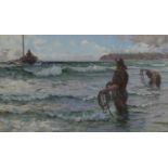 Hamilton Macallum - 'Landing on a Lee Shore', oil on canvas, signed and dated 1888 recto, titled