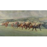 V. Berwyn Jones - 'The First Furlong' (Horse Racing Scene), oil on board, signed and dated 1940