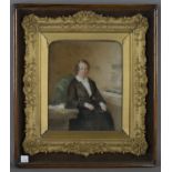 Thomas Heathfield Carrick - Three-quarter Length Portrait of Eliza Cook, watercolour on ivory,