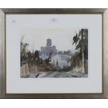 Edward Wesson - 'Guildford from Pewley', watercolour, signed recto, titled verso, 24.5cm x 34cm,