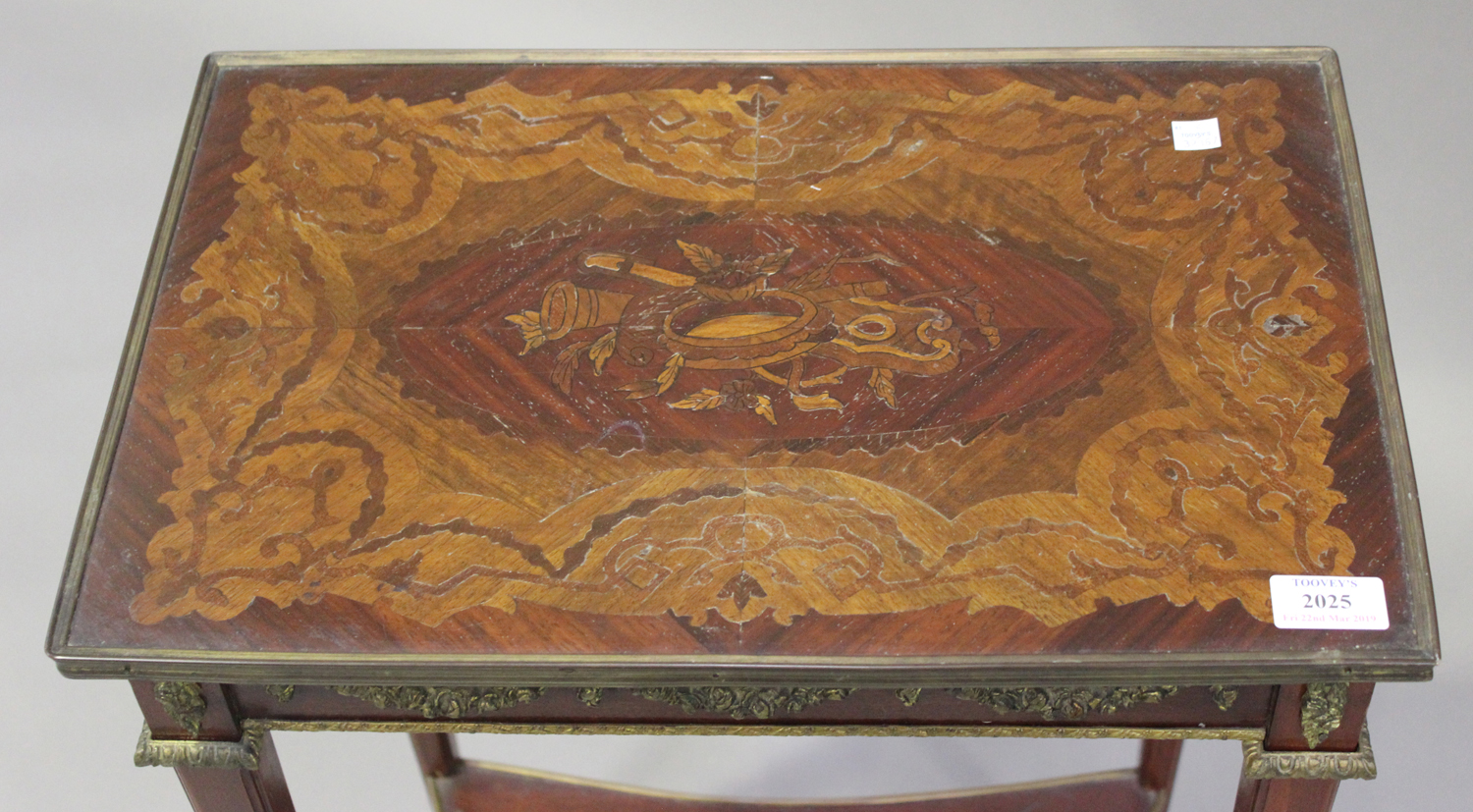 A 20th century Louis XVI style kingwood and gilt metal mounted occasional table, the frieze fitted - Image 2 of 2