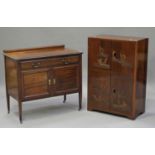 An Edwardian mahogany side cabinet, fitted with a drawer above a pair of cupboard doors, height