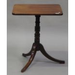 A Victorian mahogany rectangular tip-top wine table, on a turned column and tripod legs, height