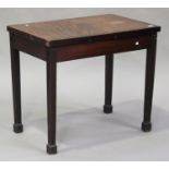 A 19th century and later figured mahogany side table, the crossbanded top raised on fluted block