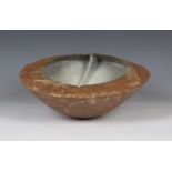 A Robert Fournier stoneware studio pottery Pond dish or crater bowl, the circular body with grey/