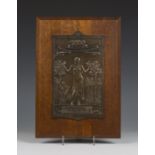 After Sir William Hamo Thornycroft - a bronzed cast metal horticultural prize plaque, decorated in