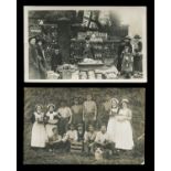 A photographic postcard of a winkles and shrimps vendor in Seaford, East Sussex, together with