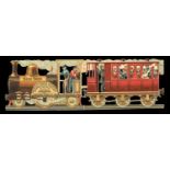 SCRAP. A chromolithographed folding and pierced 'scrap' in three sections of a locomotive and five