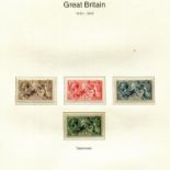 A stamp album of Great Britain George V issues from 1911, including 1913-1918 Seahorses 2/6, 5/-,