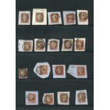 A collection of Great Britain 1841 1d red brown stamps, many with Maltese cross cancels, covers,