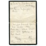 AUTOGRAPH. A pencil autograph letter signed by Florence Nightingale dated 'March 4 / 89', 1p. 18cm x
