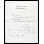 AUTOGRAPHS. A typed letter signed by Laurence Olivier addressed to Mrs Doreen Blake, thanking the