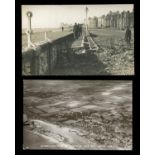 A collection of 47 postcards of the Sussex Coast, including a photographic postcard of storm