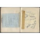 AUTOGRAPHS. An album containing approximately 18 adhesive tape mounted leaves from another album