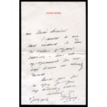 EPHEMERA. A group of ephemera relating to the theatre including two autograph letters signed by