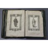 SCRAP ALBUM. An album containing numerous mounted 19th century prints and scraps on cloth leaves,