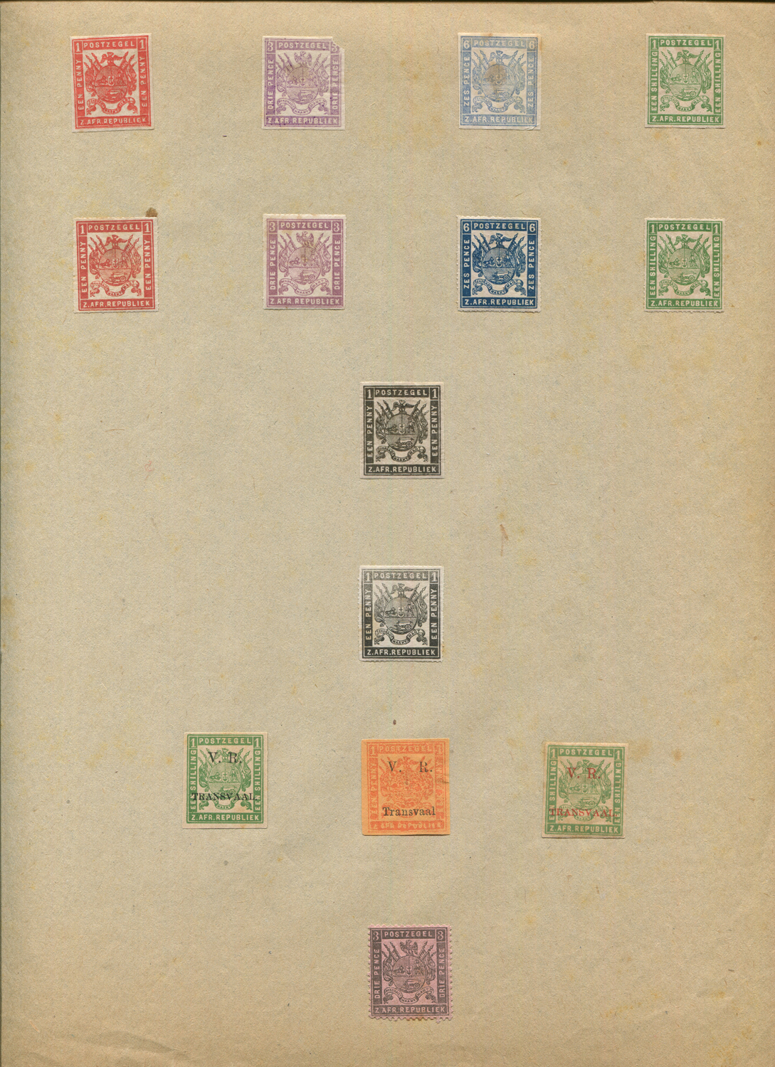 A folder of stamp forgeries and reprints, including British Commonwealth, Transvaal, Hawaii and