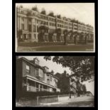 Three albums containing postcards, modern photographs and ephemera, the majority relating to
