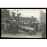 A photographic postcard titled 'Steam Roller in Difficulties, Littlehampton, Jan 8, 1914', published
