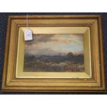 Edwin Sherwood Calvert - 'Moorland Evening', 19th century watercolour, signed recto, titled label