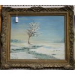Roger Desoutter - Winter Landscape, 20th century oil on board, signed, 39.5cm x 49cm, within a