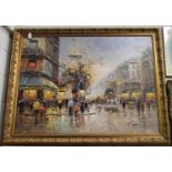 Christoph Vevers - Parisian Street Scene, early 21st century oil on canvas, signed, 89cm x 119cm,