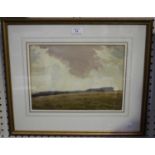 Harry George Theaker - Downland Landscape, early 20th century watercolour, signed, 24cm x 33.5cm,