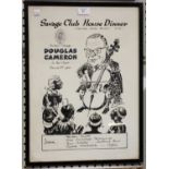 Harry Riley - Savage Club House Dinner Menu, ink with bodycolour, signed and dated 1961, 50cm x