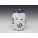 A Chinese famille rose export porcelain cider jug, late Qianlong period, of barrel form, painted