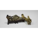 A Chinese jade carving, Ming dynasty, carved and pierced with a pair of crane beside rocks and