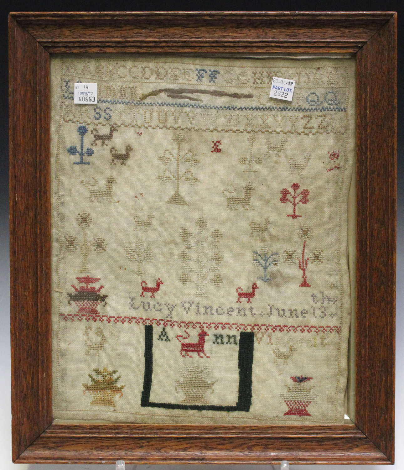 A Victorian needlework sampler by Susan Dade Canady, Aged 11 Years, 41cm x 42cm (faults), together - Image 4 of 5
