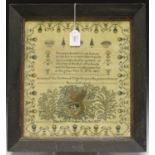 An early Victorian needlework sampler by Elizabeth Wiltshire, dated May 8th 1837, the central