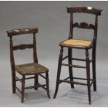 A Regency stained beech child's high chair, height 86cm, width 37cm, together with another similar