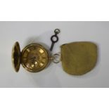 An 18ct gold hunting cased keywind three-quarter size pocket watch, the gilt movement detailed to
