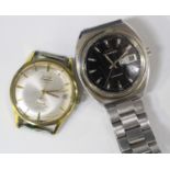 An Avia Daytyme Automatic gilt metal fronted and steel backed gentleman's wristwatch, the signed