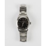 A Rolex Oyster Speedking Precision steel bracelet wristwatch, the signed black dial with silvered