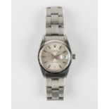 A Rolex Oysterdate Precision steel gentleman's bracelet wristwatch, the signed silvered dial with