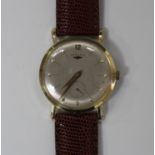 A Hamilton 14ct gold circular cased gentleman's wristwatch, the signed silvered dial with Arabic