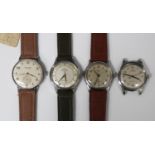 An Ernest Borel Incastar steel circular cased gentleman's wristwatch, with signed movement, the