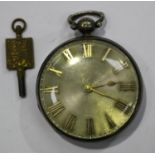 A silver cased keywind open-faced gentleman's pocket watch, the gilt fusee movement with a lever