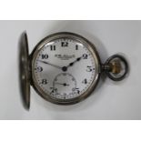 A silver half-hunting cased keyless wind gentleman's pocket watch, the jewelled lever movement