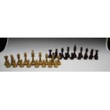 A modern Indian 'Combatant' pattern carved and stained wooden chess set with weighted bases, by 'The