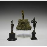 A 19th century cast bronze inkwell in the form of a shell-encrusted rocky outcrop, the lid
