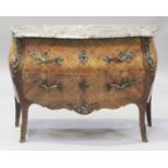 A 20th century French Louis XV style kingwood and marquetry inlaid commode with gilt metal mounts,