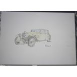 Robbie MacGregor - a group of ten pen and watercolour studies of various motor cars, including