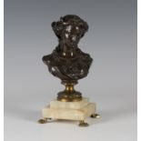 Albert-Ernest Carrier-Belleuse - a late 19th century brown patinated cast bronze head and